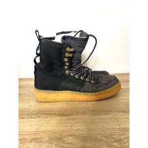 Nike SF Air Force 1 Sherpa Hi Top Boots Black Gray Men's Size 9